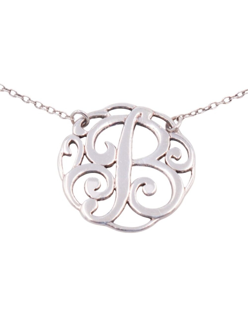 Lord & Taylor Sterling Silver Letter B Monogram Initial 18 Inch Pendant Necklace